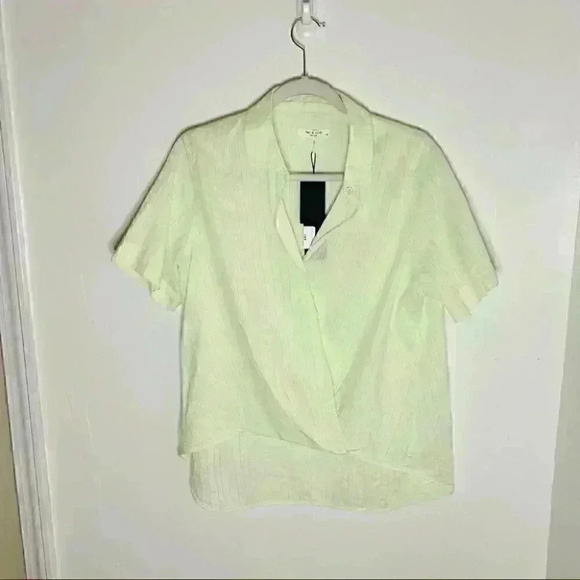 NWT Rag and Bone Kristine Faux Wrap High Lo Semi Sheer Striped Blouse - Picture 2 of 7